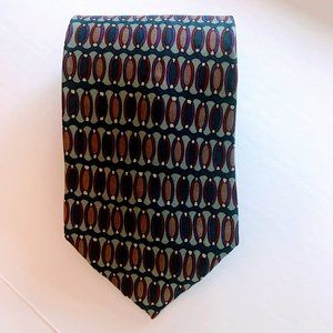 CARLO BATTINI. Italian 100% Silk Necktie. Handmade. Oval shapes on tie.